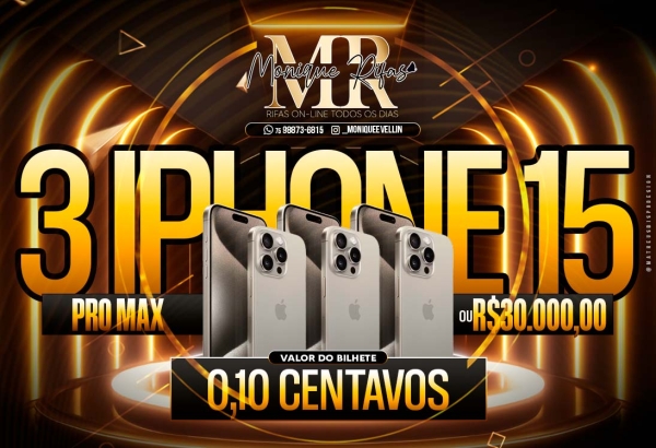 0,10 centavos para 3 iPhones 15 pro Max ou 30.000,00 mil reais 