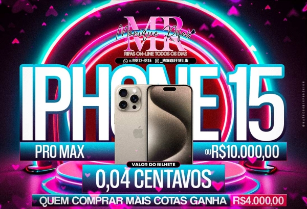 0,04 centavos  Para um iPhone 15 pro max ou 10.000,00 mil 